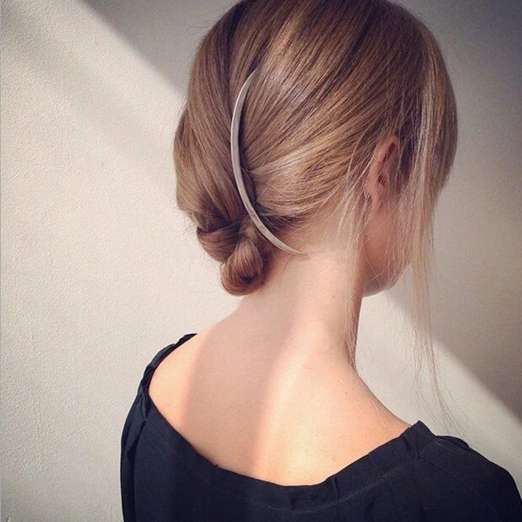 Long Bent-Shape Hair Side Comb Pin Clip Women's Hair Styling Accessory Silver High Quality alloy