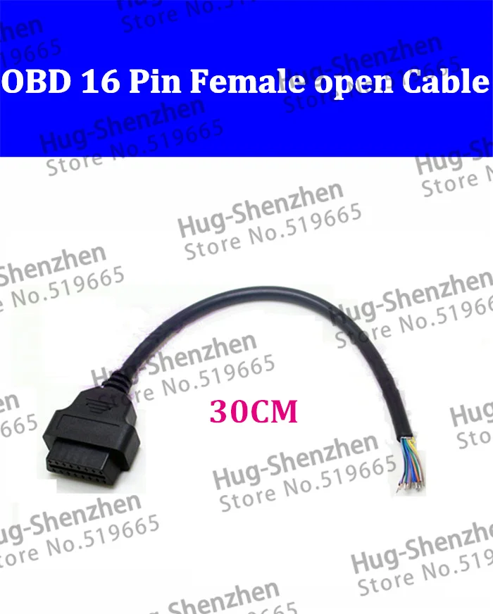 

20pcs/lot OBD2 OBD-II Opening Cable 16 Pin Female Extension Connector Diagnostic Extender 30CM