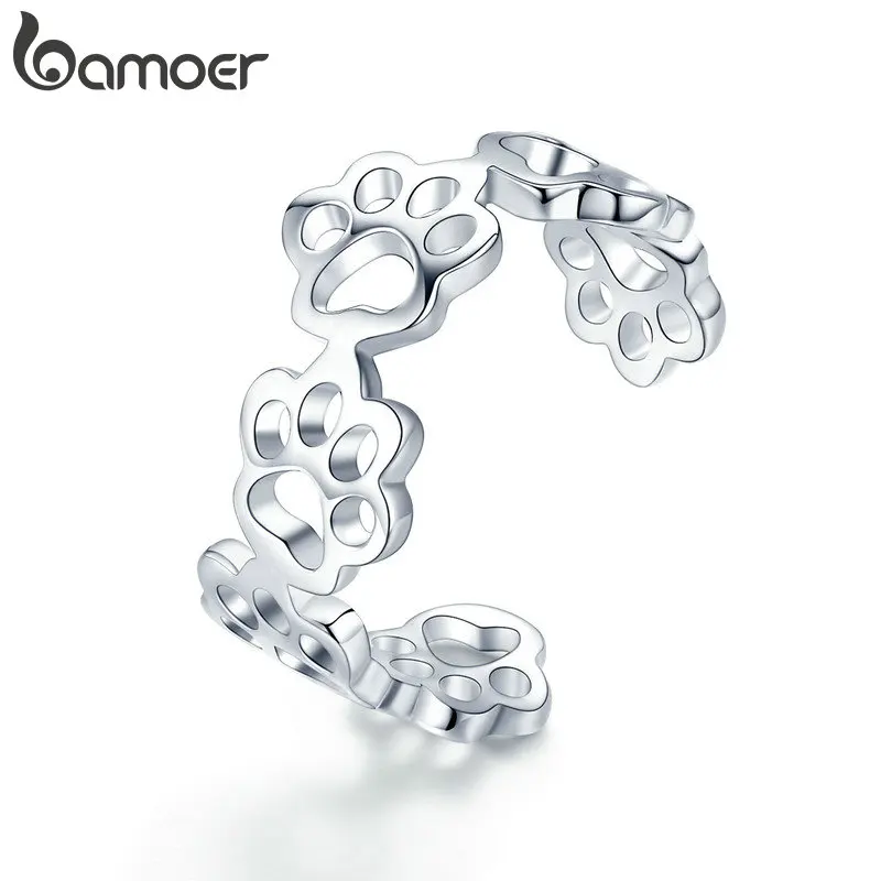 BAMOER 6 Paws Dog and Cat Adjustabl Finger Rings for Girls Openwork Footprint Wide Ring 925 Sterling Silver Jewelry GXR424
BAMOER 6 Paws Dog and Cat Adjustabl Finger Rings for Girls Openwork Footprint Wide Ring 925 Sterling Silver Jewelry GXR424