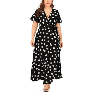 Women Plus Size Summer Dress Casual V -cut Short Skirt Polka Dot Printed Belt Party Clothes Summer Dress 2019 Beach Clothes
Women Plus Size Summer Dress Casual V -cut Short Skirt Polka Dot Printed Belt Party Clothes Summer Dress 2019 Beach Clothes