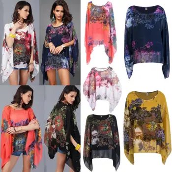 Summer Women Loose Printing Chiffon Floral Batwing Sleeve Shawl Blouse Floral Shirt Tops Plus Size Average Size
Summer Women Loose Printing Chiffon Floral Batwing Sleeve Shawl Blouse Floral Shirt Tops Plus Size Average Size