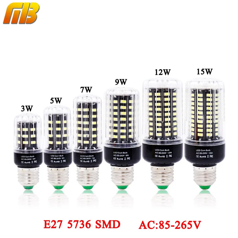 Светодиодная лампа кукуруза SMD 5736 E27 3 Вт 5 7 9 12 15 AC 110 В 220 В|5736 e27|smd e27corn light |