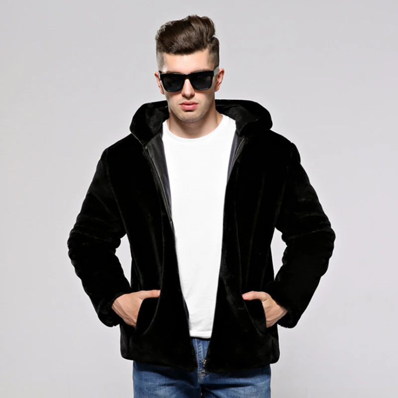 2019 New Faux Mink Coat Men Hooded Warm Faux Fur Jacket Casual Imitation Rabbit Fur Jacket Male Zipper Outerwear
2019 New Faux Mink Coat Men Hooded Warm Faux Fur Jacket Casual Imitation Rabbit Fur Jacket Male Zipper Outerwear