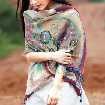 National Style Wrap Pashmina Sunscreen Shawl Female Autumn Winter Scarf Nepal Indai Handmade Embroidery Shawls Warm Flower
National Style Wrap Pashmina Sunscreen Shawl Female Autumn Winter Scarf Nepal Indai Handmade Embroidery Shawls Warm Flower