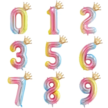 2PCS 32inch rainbow number balloons with gold crown unicorn party foil digital balloon birthday party decorations kids globos
2PCS 32inch rainbow number balloons with gold crown unicorn party foil digital balloon birthday party decorations kids globos