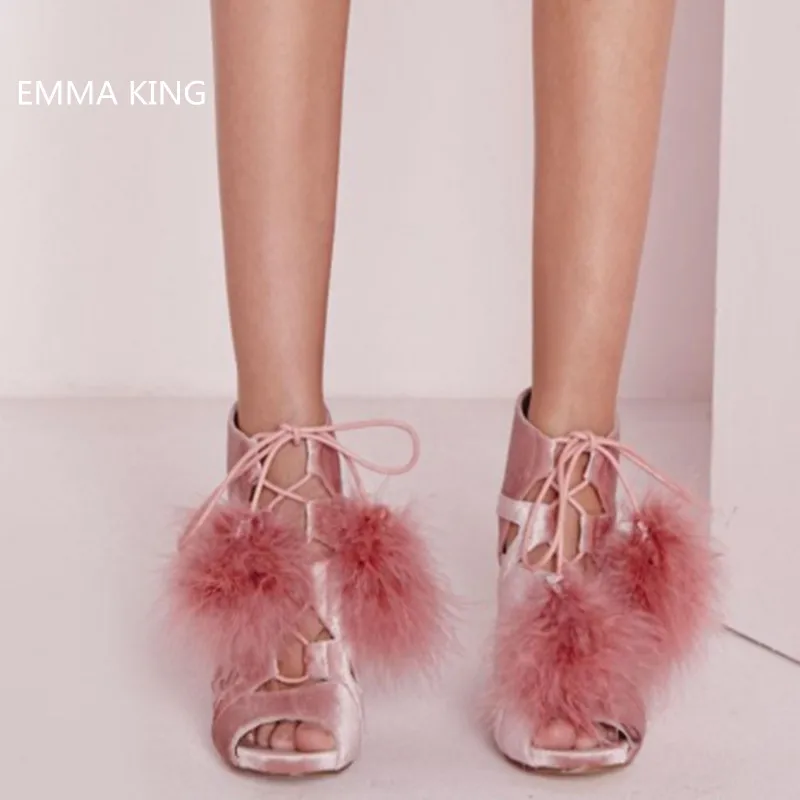 Spring Pink Pompom Lace-Up Ankle Boots Women Peep Toe High Heel Shoes Slingback Stilettos Sexy Woman Short Booties Botines Mujer
Spring Pink Pompom Lace-Up Ankle Boots Women Peep Toe High Heel Shoes Slingback Stilettos Sexy Woman Short Booties Botines Mujer
