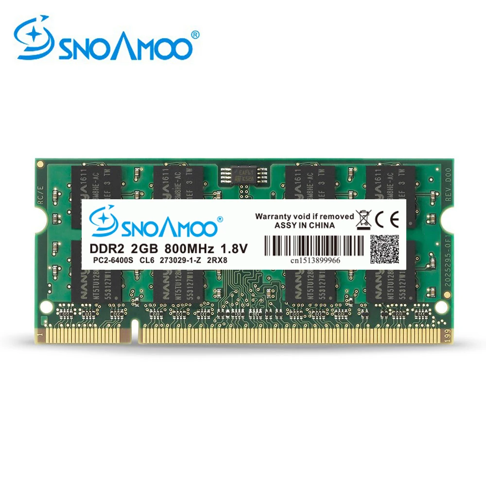 

SNOAMOO Laptop RAMs DDR2 2GB 667MHz- 800MHz PC2-6400S 200Pin 1.8V 2Rx8 SO-DIMM Computer Memory Warranty