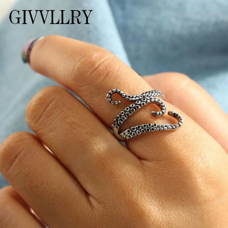 GIVVLLRY Geometric Octopus Tentacle Ring Fashion Finger Jewelry Vintage Antique Silver Color Creative Animal Rings for Women
GIVVLLRY Geometric Octopus Tentacle Ring Fashion Finger Jewelry Vintage Antique Silver Color Creative Animal Rings for Women