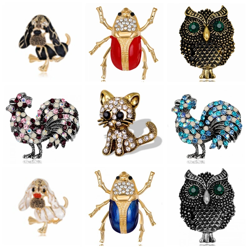 Natural animals Brooch pins owl dog chicken insect cat Brooches For women Crystal Brooch
Natural animals Brooch pins owl dog chicken insect cat Brooches For women Crystal Brooch