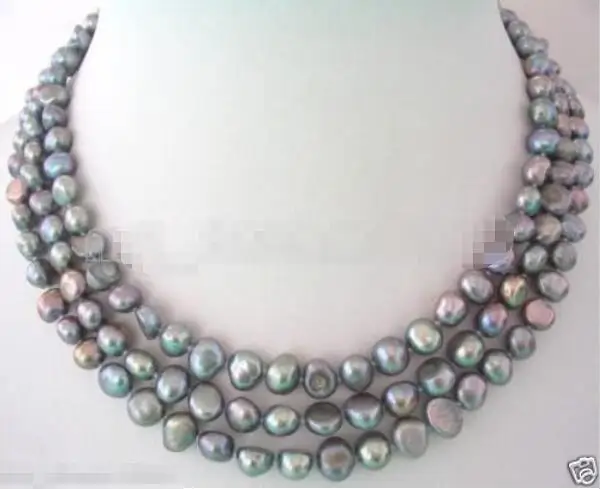 Hot sale new Style >>>>>ELEGANT 3 ROWS 7-8MM NATURAL SILVER GRAY Baroque Freshwater PEARL NECKLACE 
Hot sale new Style >>>>>ELEGANT 3 ROWS 7-8MM NATURAL SILVER GRAY Baroque Freshwater PEARL NECKLACE