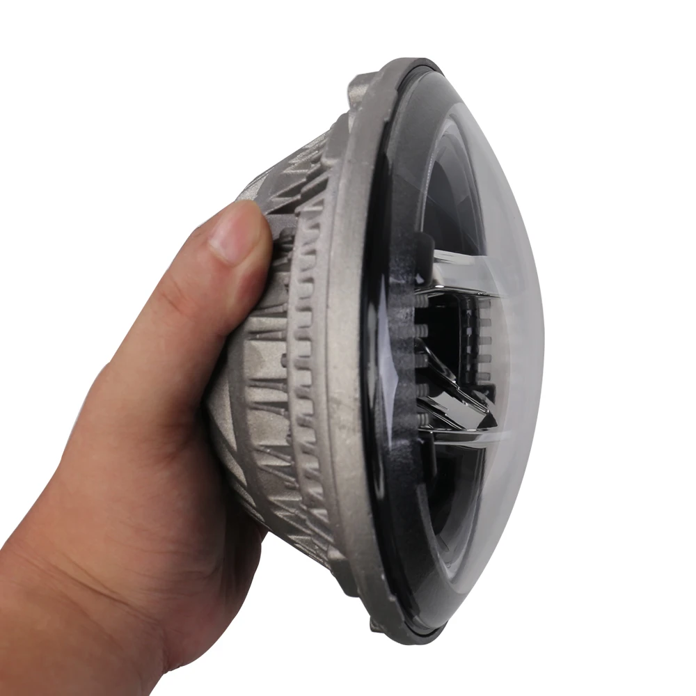 New 7 inch LED Headlight DRL BlueAmberWhite Halo Angle Eyes Led Headlamp Headlights 12v For Jeep Wrangler TJ JK LJ unlimited (10)