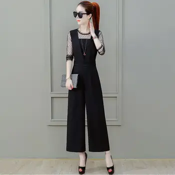 2020 Summer Women Lace Patchwork Chiffon Jumpsuit Female Hollow Out Slim Strap Playsuit Lady Elegant Wide Leg Loose Rompers Z283
2020 Summer Women Lace Patchwork Chiffon Jumpsuit Female Hollow Out Slim Strap Playsuit Lady Elegant Wide Leg Loose Rompers Z283