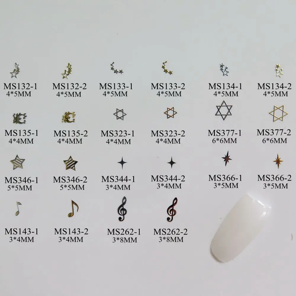 100pcs/bag Silver/Gold Star Moon Music-Sign non-adhesive Soft Metal Sticker Nail Art Decoration
100pcs/bag Silver/Gold Star Moon Music-Sign non-adhesive Soft Metal Sticker Nail Art Decoration