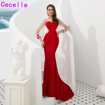 Red Mermaid Sexy Luxury Evening Dresses 2019 New Long Sleeves Sheer Sleeves Women Formal Evening Party Gowns Real Photos
Red Mermaid Sexy Luxury Evening Dresses 2019 New Long Sleeves Sheer Sleeves Women Formal Evening Party Gowns Real Photos