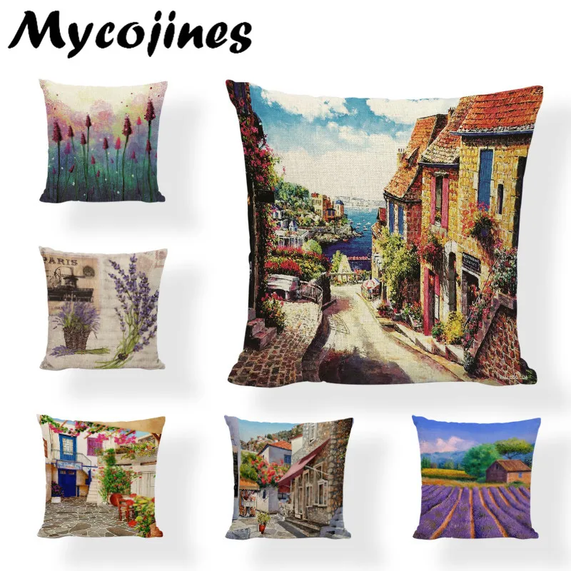 New Lavender Printed Cushion Cotton Covers Inch Pillowcases Linen Print