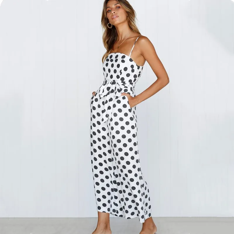Plus Size Rompers Womens Jumpsuit Polka Dot Strap Off Shoulder Women's Overalls One Piece Wide Leg Jumpsuit Women with belt 2019
Plus Size Rompers Womens Jumpsuit Polka Dot Strap Off Shoulder Women's Overalls One Piece Wide Leg Jumpsuit Women with belt 2019