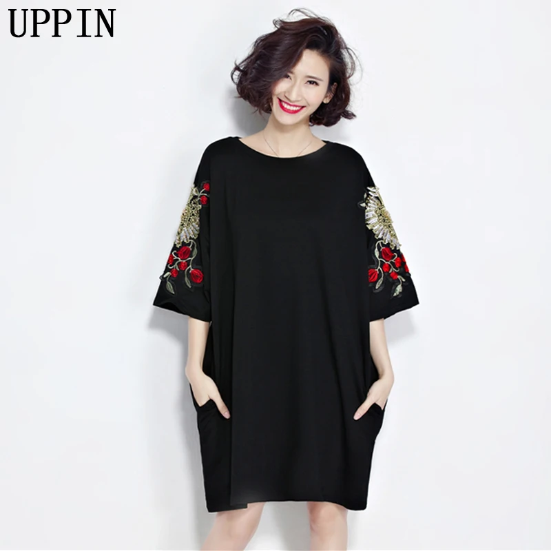 Uppin женщины dress хлопок плюс размер футболки летом стиль моды случайные свободные