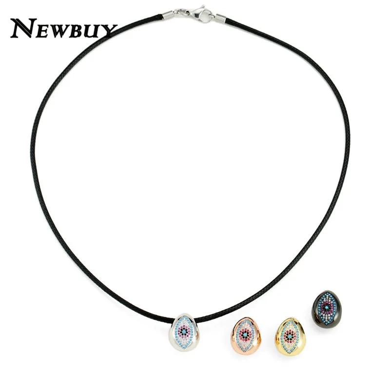 NEWBUY Unique Design AAA+ CZ Evil Eye Pendant Necklace For Women Men 4 Colors Genuine Black Leather Chain Choker Necklace Bijoux
NEWBUY Unique Design AAA+ CZ Evil Eye Pendant Necklace For Women Men 4 Colors Genuine Black Leather Chain Choker Necklace Bijoux