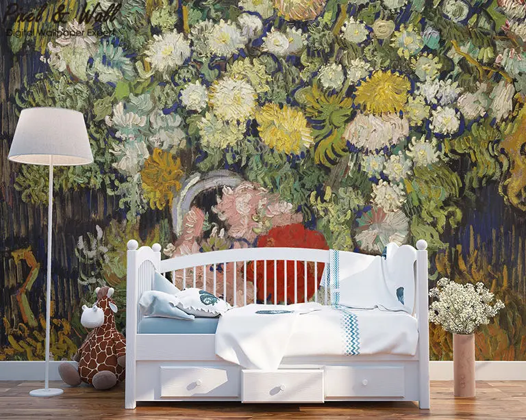 A bouquet of flowers in a van gogh bottle mural photo home accessories decoration living room decoration STDM30593 14 A bouquet of flowers in a van gogh bottle mural photo home accessories decoration living room decoration STDM30593 14