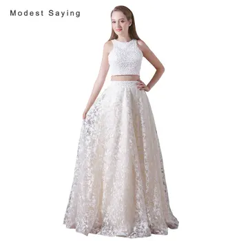 Elegant White and Champagne A-Line Crop Top Beaded Lace Cover Prom Dresses 2017 Girls Party Prom Gowns vestido de formatura A015
Elegant White and Champagne A-Line Crop Top Beaded Lace Cover Prom Dresses 2017 Girls Party Prom Gowns vestido de formatura A015