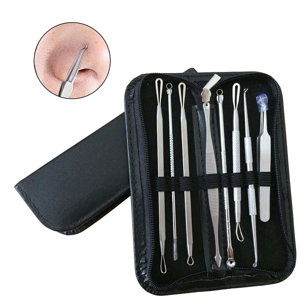 4/7/8pcs Blackhead Remover Acne Pimple Belmish Extractor Tool Kit Black Spots Needles Tweezer Pore Vacum Cleanser for Face
4/7/8pcs Blackhead Remover Acne Pimple Belmish Extractor Tool Kit Black Spots Needles Tweezer Pore Vacum Cleanser for Face