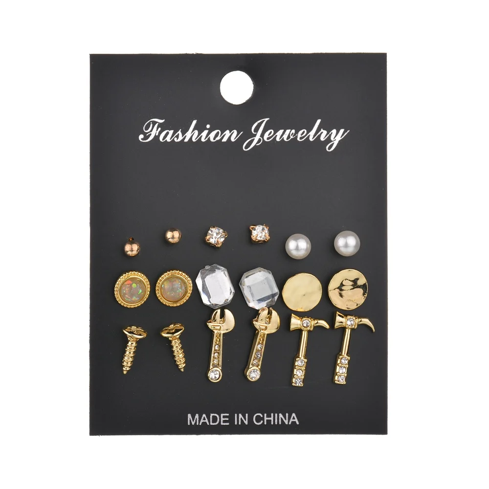 MissCyCy Gold Color Novel Wrench Hammer Screw Tool Stud Earrings for Women Fashion Rhinestone Imitation Pearl Earrings
MissCyCy Gold Color Novel Wrench Hammer Screw Tool Stud Earrings for Women Fashion Rhinestone Imitation Pearl Earrings
