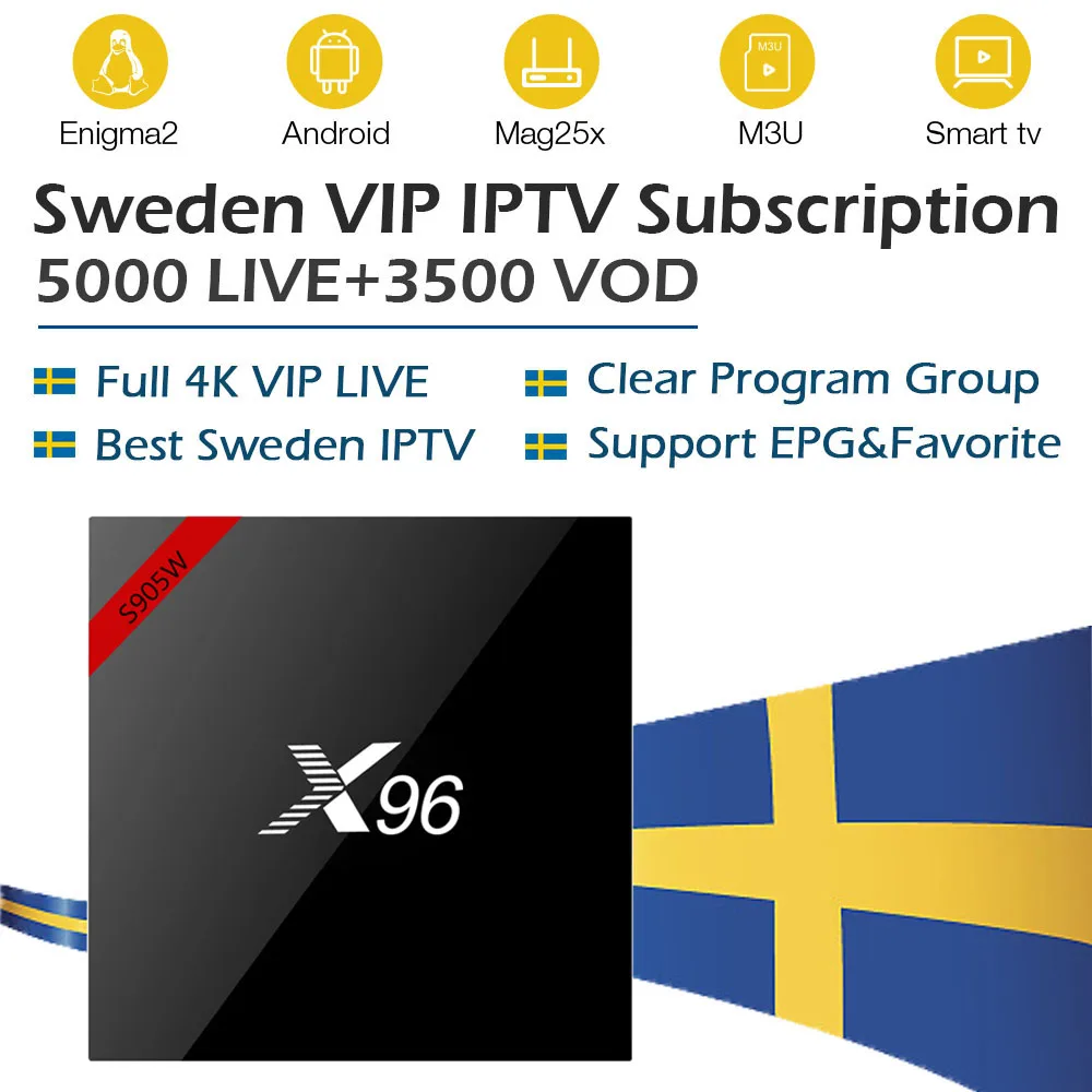 X96 16G TV BOX with Sweden iptv 5000 vip 4K live android tv box 7.1 Poland Turkish Germany UK Belgium Swiss ip tv box 1Year free
X96 16G TV BOX with Sweden iptv 5000 vip 4K live android tv box 7.1 Poland Turkish Germany UK Belgium Swiss ip tv box 1Year free