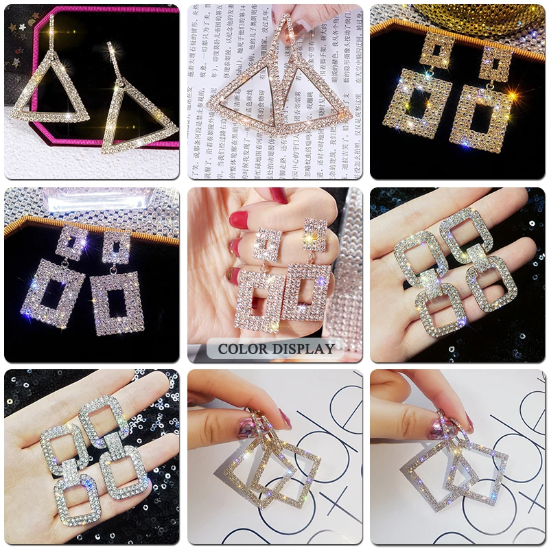 SHUANGR Crystal Geometic Drop Earrings Luxury Shining Gold Silver Color Round Rhinestone Dangle Earrings for Women Party Jewelry
SHUANGR Crystal Geometic Drop Earrings Luxury Shining Gold Silver Color Round Rhinestone Dangle Earrings for Women Party Jewelry