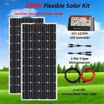 200w completely solar system 2pcs flexible solar panel 100w 30A Solar Controller RV Boat off Grid System DIY Kit
200w completely solar system 2pcs flexible solar panel 100w 30A Solar Controller RV Boat off Grid System DIY Kit