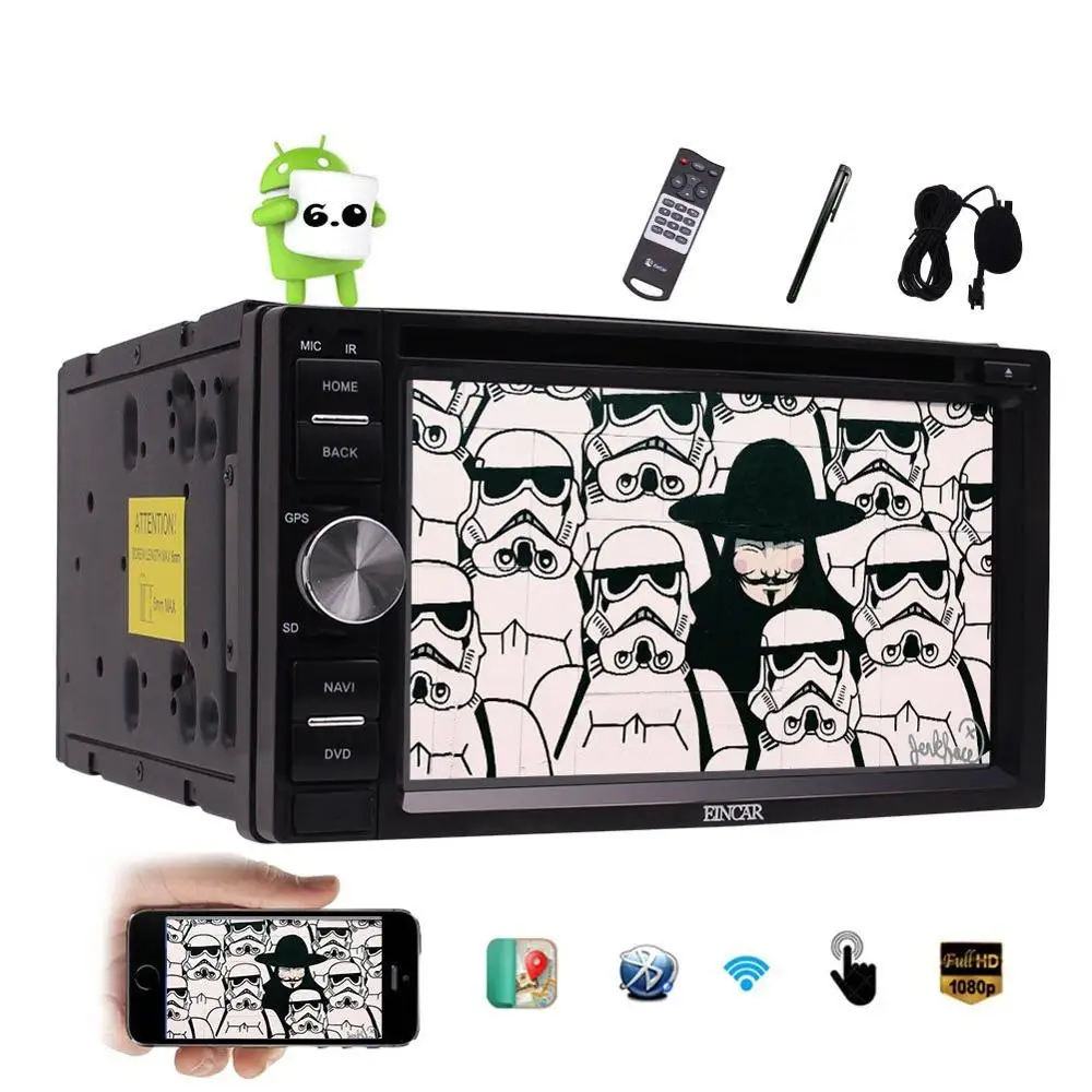 6.2'' 2 Din Android 6.0 Car DVD Player In Dash GPS Navigation Bluetooth Support OBD2 WiFi Mirrorlink + Free External Microphone
6.2'' 2 Din Android 6.0 Car DVD Player In Dash GPS Navigation Bluetooth Support OBD2 WiFi Mirrorlink + Free External Microphone