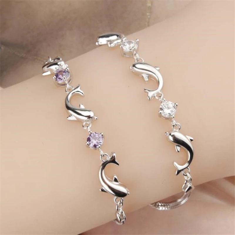 KOFSAC Fashion 925 Sterling Silver Chain Bracelets For Women Party Cute Dolphin Bracelet Bangle luxury Crystal CZ Jewelry Gifts
KOFSAC Fashion 925 Sterling Silver Chain Bracelets For Women Party Cute Dolphin Bracelet Bangle luxury Crystal CZ Jewelry Gifts