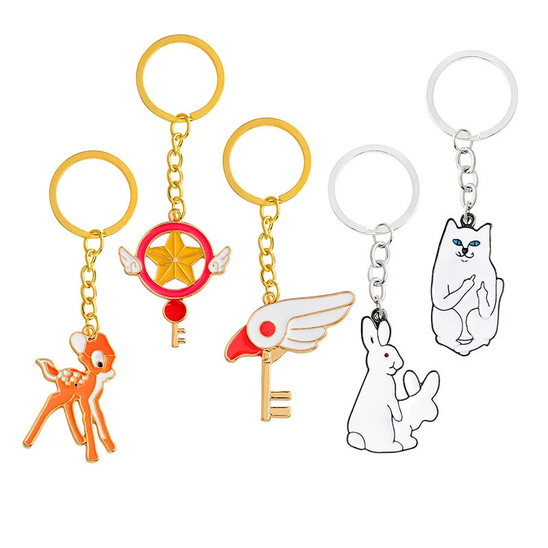 Animal Keychain Cat Rabbit Elk Deer Star stick Bird head stick Key chains Keyring for Girl Boy Kid Fashion Cartoon Jewelry Gift
Animal Keychain Cat Rabbit Elk Deer Star stick Bird head stick Key chains Keyring for Girl Boy Kid Fashion Cartoon Jewelry Gift