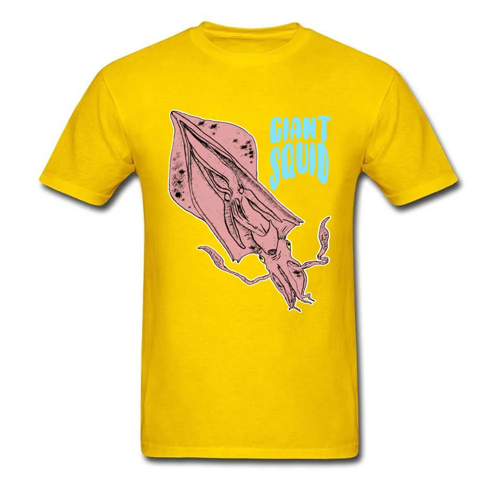 T Shirt Giant Squid Ocean Sea Animal Fall Short Sleeve 100% Cotton Fabric Crewneck Men Top T-shirts Normal Tee Shirt Hot Sale Giant Squid Ocean Sea Animal yellow