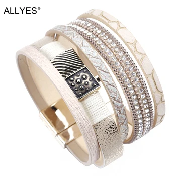ALLYES Multilayer Leather Bracelets For Women Jewelry Trendy Alloy Charm Crystal Bohemian Khaki Color Wide Wrap Bracelet Femme
ALLYES Multilayer Leather Bracelets For Women Jewelry Trendy Alloy Charm Crystal Bohemian Khaki Color Wide Wrap Bracelet Femme