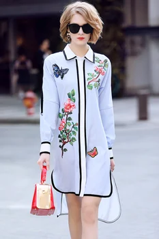 High Quality Fashion Women Runway Dress 2018 New Spring Long Sleeve Floral Printing Embroidery Casual Irregular Shirt Dresses
High Quality Fashion Women Runway Dress 2018 New Spring Long Sleeve Floral Printing Embroidery Casual Irregular Shirt Dresses