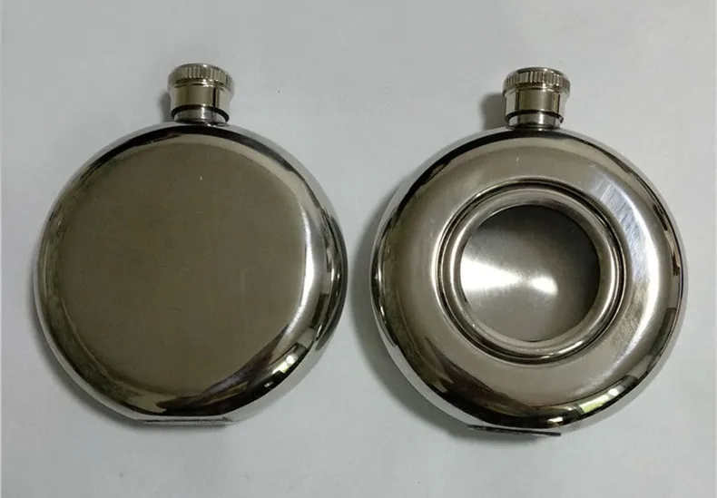 Description Picture 3 of item5oz Stainless Steel Hip Flask Pocket Flagon Whiskey Vodka Bottle Single-sided Round Glass Russia Portable Fashion Flagon