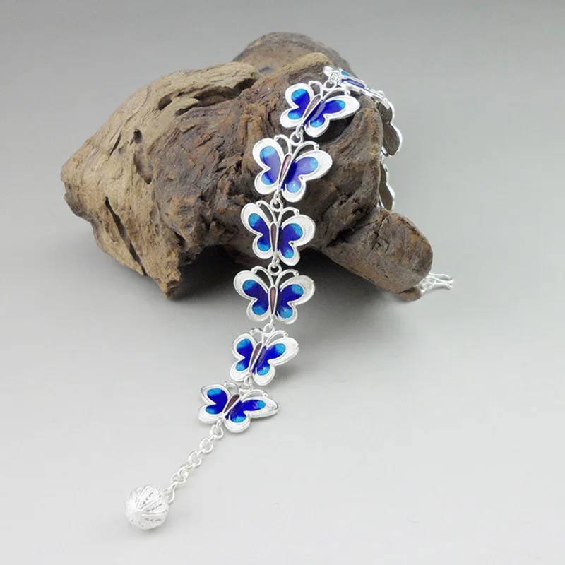 Blue Butterfly Bracelets Bangles 999 Sterling Silver Bracelet Women Hand Chain Link Cloisonne Enamel Fine Jewelry Female Vintage
Blue Butterfly Bracelets Bangles 999 Sterling Silver Bracelet Women Hand Chain Link Cloisonne Enamel Fine Jewelry Female Vintage