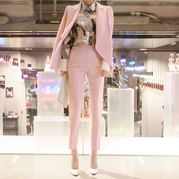 2020 autumn winter Fashion Pink 2 Piece Set for Women Pant Suit Single Button Notched Blazer High Waisted Pants Casual Work Wear
2020 autumn winter Fashion Pink 2 Piece Set for Women Pant Suit Single Button Notched Blazer High Waisted Pants Casual Work Wear
