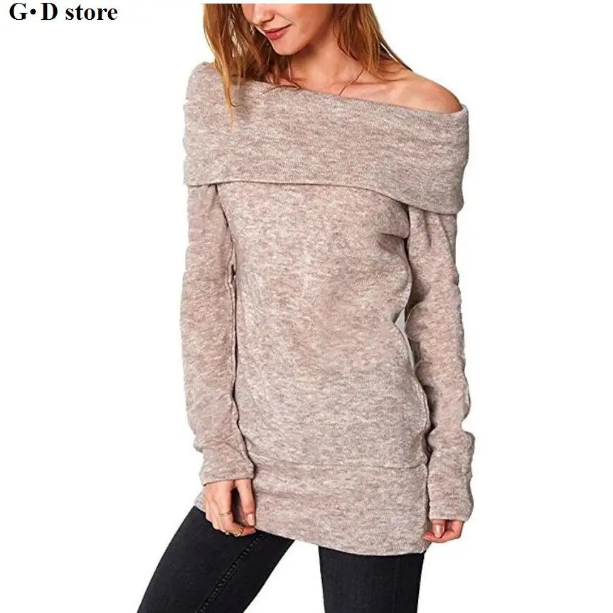 Autumn Hot Fashion Women Off-shoulder Sweaters Slash Neck Sexy Knitted Sweater Shirt Solid Thin Pullovers Sweater Shirt for Girl
Autumn Hot Fashion Women Off-shoulder Sweaters Slash Neck Sexy Knitted Sweater Shirt Solid Thin Pullovers Sweater Shirt for Girl