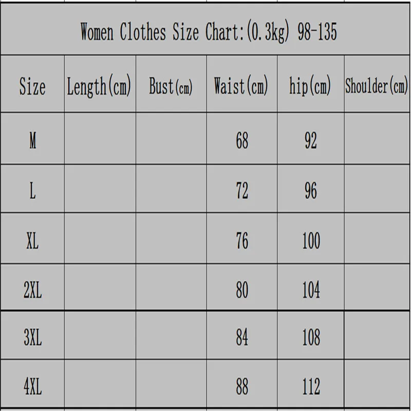 Butt Size Chart