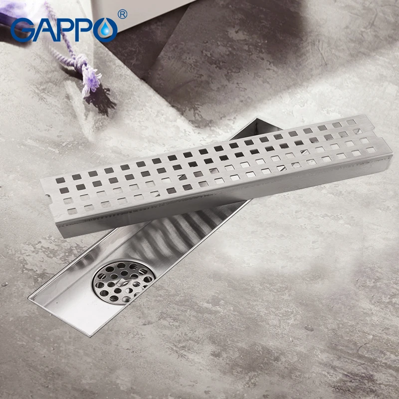 

GAPPO Drains stainless steel recgangle bath floor cover drains strainer anti-odor shower waste drain strainer