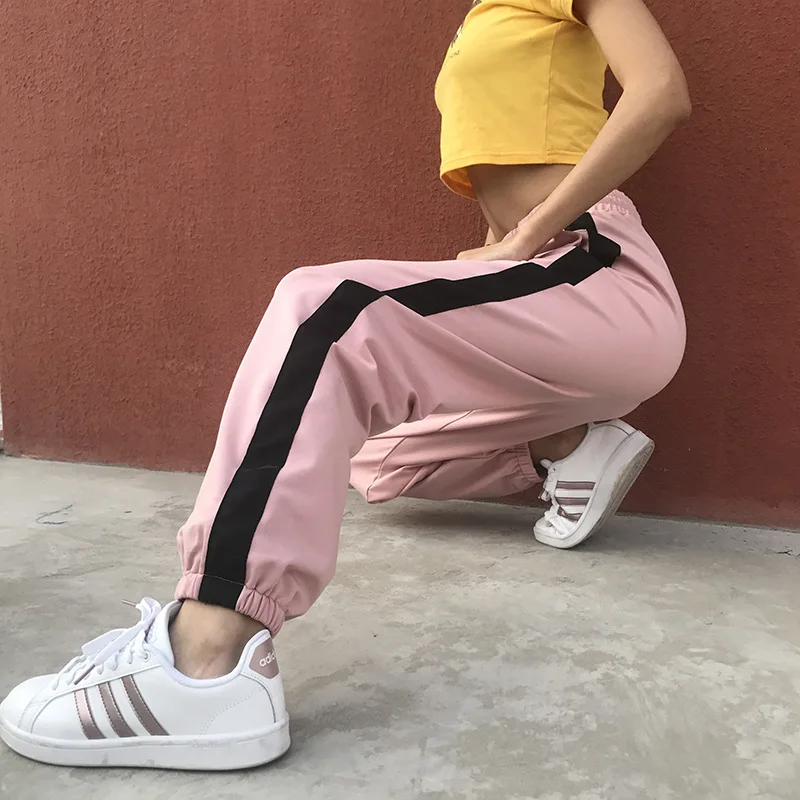 Sweatpants Women Pink Trousers Patchwork Black Side stripes Joggers High Waist Drawstring Long Cotton Casual Fitness
Sweatpants Women Pink Trousers Patchwork Black Side stripes Joggers High Waist Drawstring Long Cotton Casual Fitness