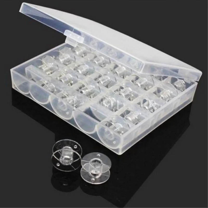 Hot sell 25Pcs/Set Empty Bobbins Sewing Machine Spools Clear Plastic Case Storage Box for Home Sewing 5BB5310-1
Hot sell 25Pcs/Set Empty Bobbins Sewing Machine Spools Clear Plastic Case Storage Box for Home Sewing 5BB5310-1
