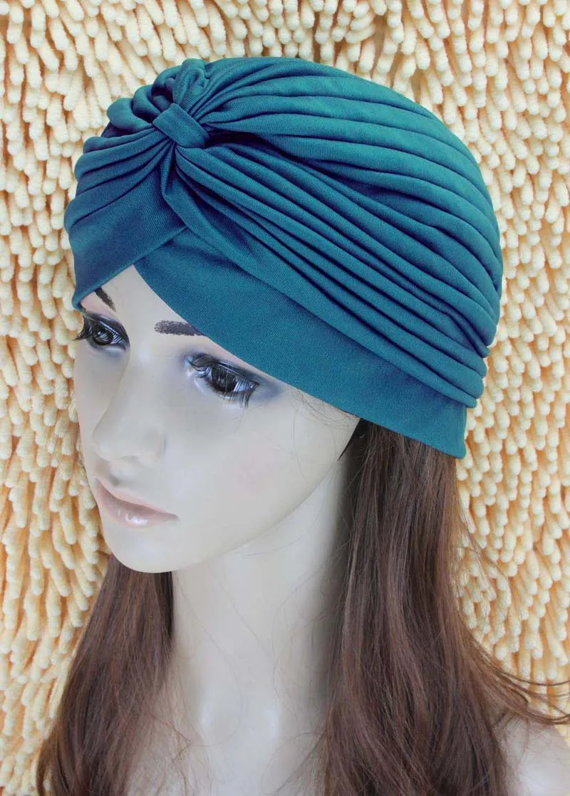 2016 New Fashion Women Turban Hat Bohemia 21 Solid Color Fold Beanies Female Simple Autumn Bonnet Indian Turban Hats For Women (18)