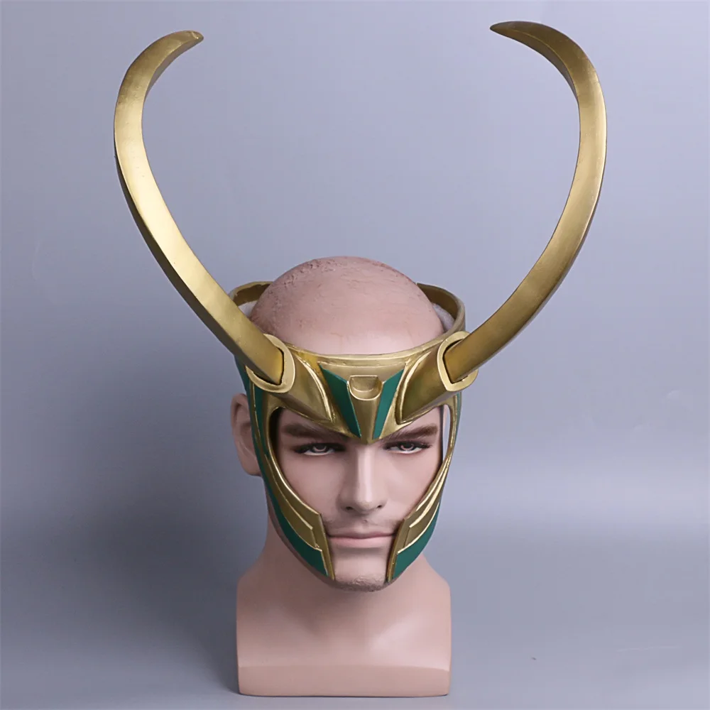 2017 Movie Thor 3 Ragnarok Loki Laufeyson PVC Cosplay Mask Helmet Halloween Prop (2)