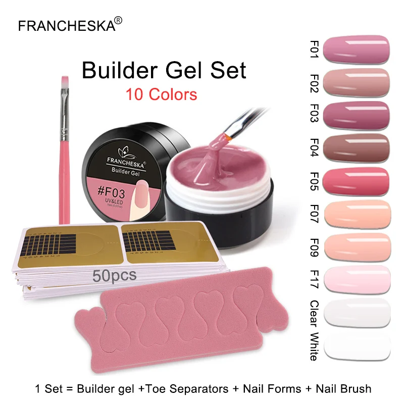 Francheska 15ml Builder Gel Set Nail Extensions Finger Extension UV Gel Polish Forms for Nail Extension Nail Art Varnish Gellak
Francheska 15ml Builder Gel Set Nail Extensions Finger Extension UV Gel Polish Forms for Nail Extension Nail Art Varnish Gellak
