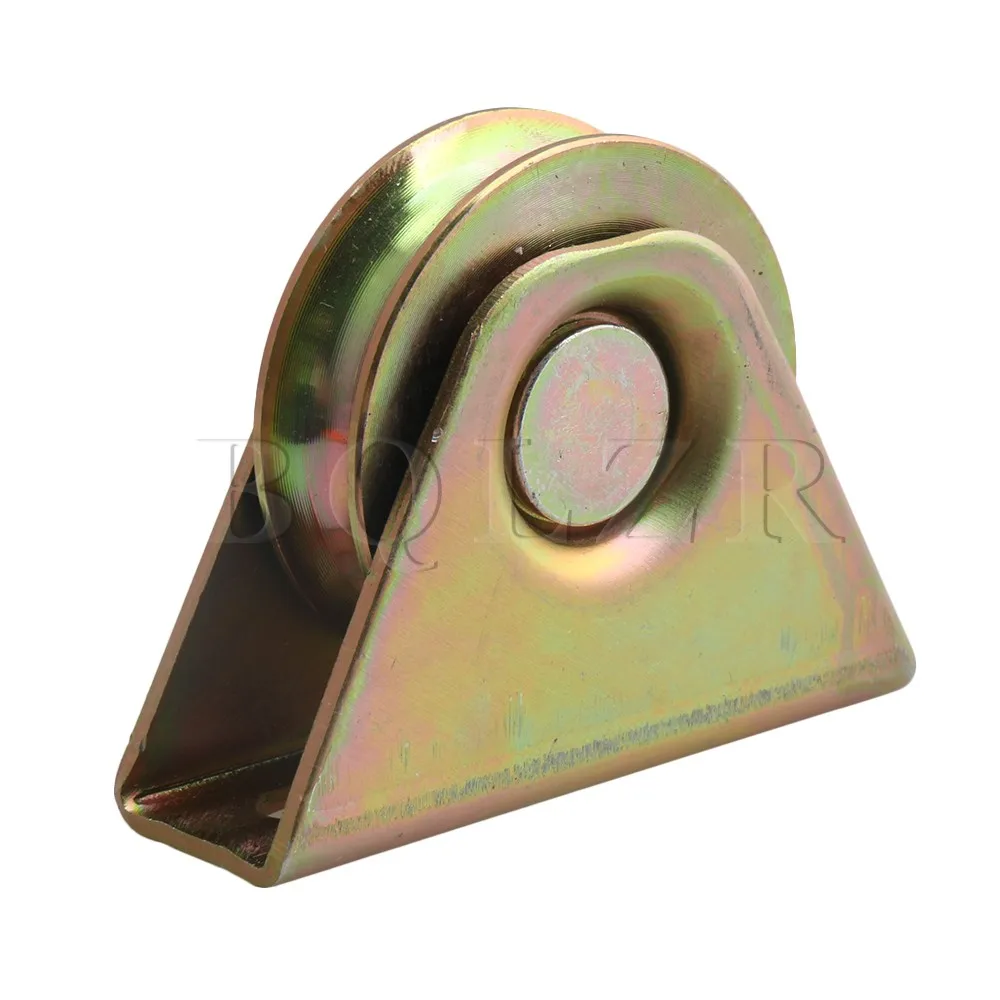 

BQLZR 58x17mm Zinc-Coated U-Type Trapezoid Copper-Colored Steel Sliding Door Roller Wheel for Barn Interior Closet Hardware Door