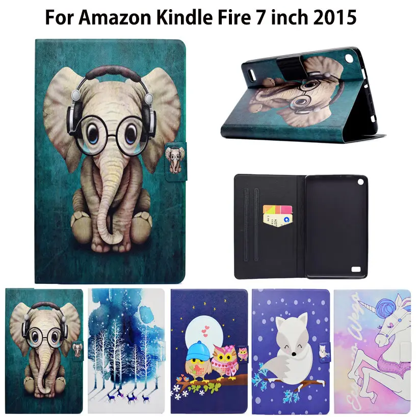 Чехол для Amazon Kindle Fire 7 2015 0 дюйма 5-го поколения Модный чехол из искусственной кожи