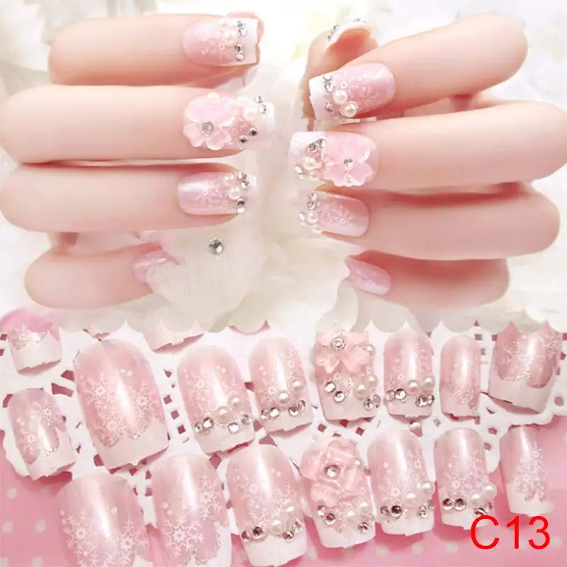 24 Pcs/Set 3D Fake Nails With Glue Wedding Bride Full Nail Tips Middle-Long Cute French False Nails @ME88
24 Pcs/Set 3D Fake Nails With Glue Wedding Bride Full Nail Tips Middle-Long Cute French False Nails @ME88