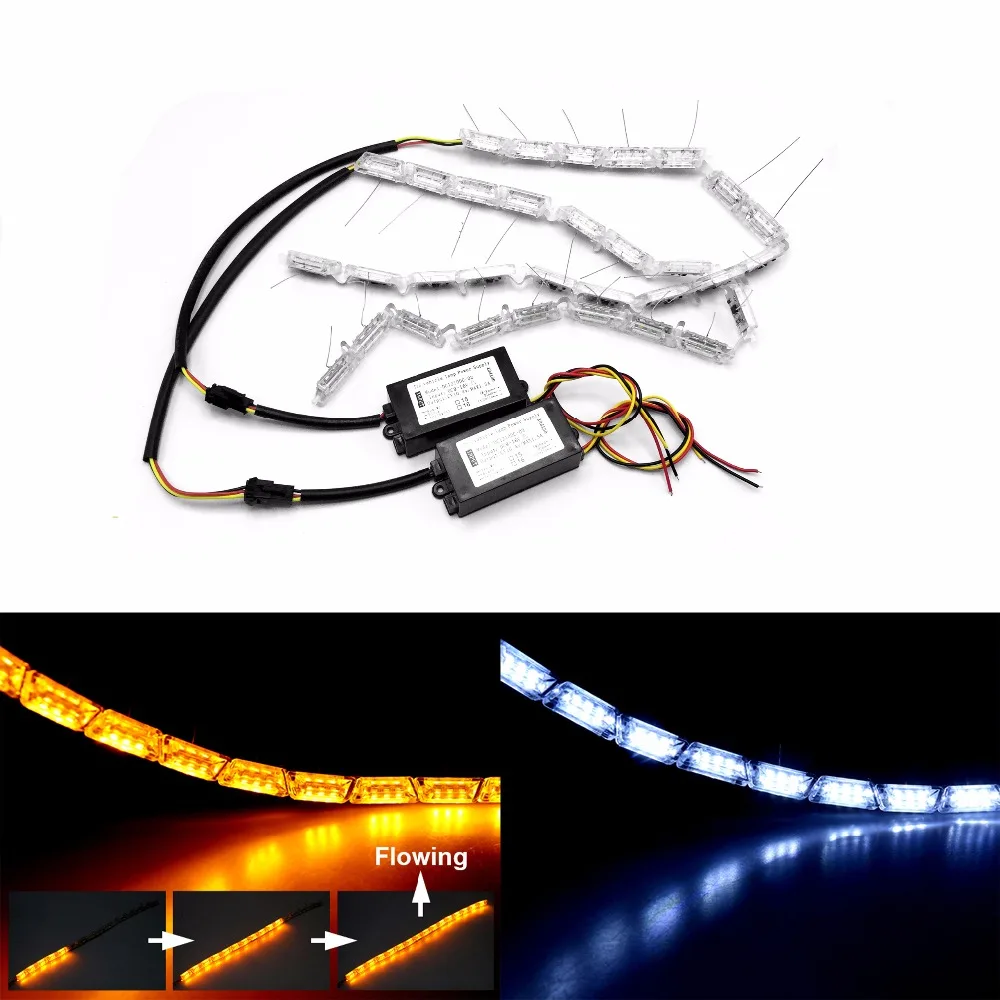 2PC/lot 12V Car LED Daytime Running Light Turn Signal Light Flowing yellow steady yellow Crystal led bar DRL Car Styling strip
2PC/lot 12V Car LED Daytime Running Light Turn Signal Light Flowing yellow steady yellow Crystal led bar DRL Car Styling strip